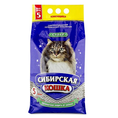 Наполнитель для кошек Сибирская кошка Супер комкующийся 5л
