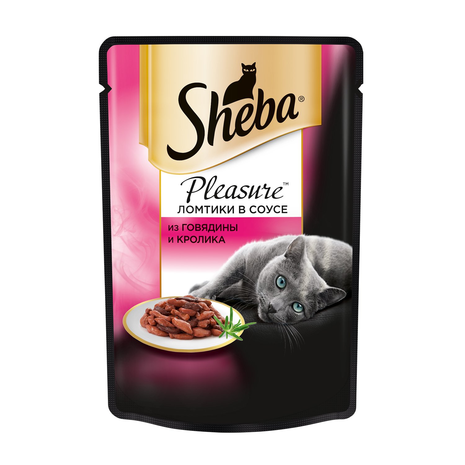 Корм влажный для кошек Sheba Pleasure 85г ломтики из говядины и кролика в соусе пауч - фото 1