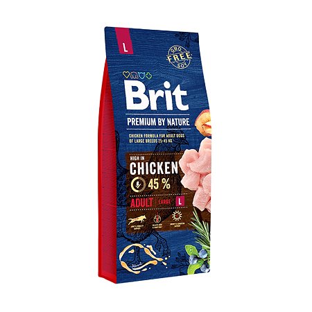 Корм для собак Brit Premium 15кг для крупных пород курица