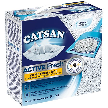 Наполнитель для кошек Catsan Active fresh комкующийся 5л