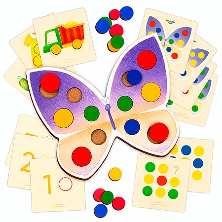 Сортер-мозаика Raduga Kids Бабочка с карточками для малышей
