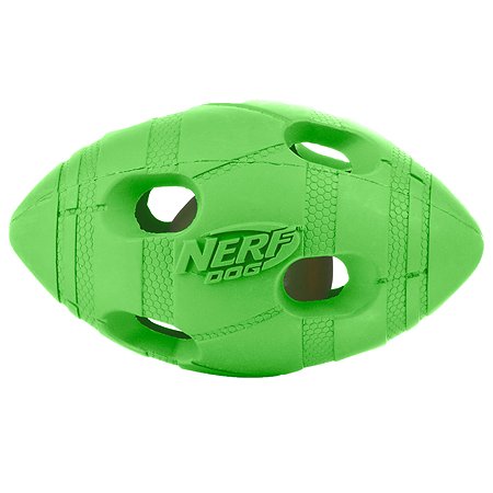 Игрушка для собак Nerf Dog Мяч для регби светящийся малый Зеленый - фото 1