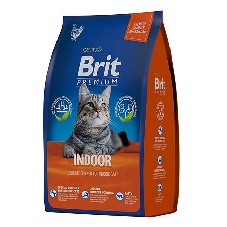 Корм для кошек Brit Premium Cat Indoor домашнего собержания с курицей 0.8 кг