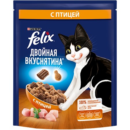 Корм для кошек Felix Двойная вкуснятина с птицей 200г