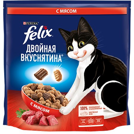 Корм для кошек Felix Двойная вкуснятина с мясом 1.3кг