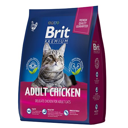 Корм для кошек Brit 2кг Premium Cat Adult Chicken с курицей сухой - фото 1
