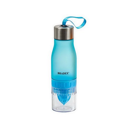 Бутылка для воды Bradex 0.6л голубая с соковыжималкой SF 0521