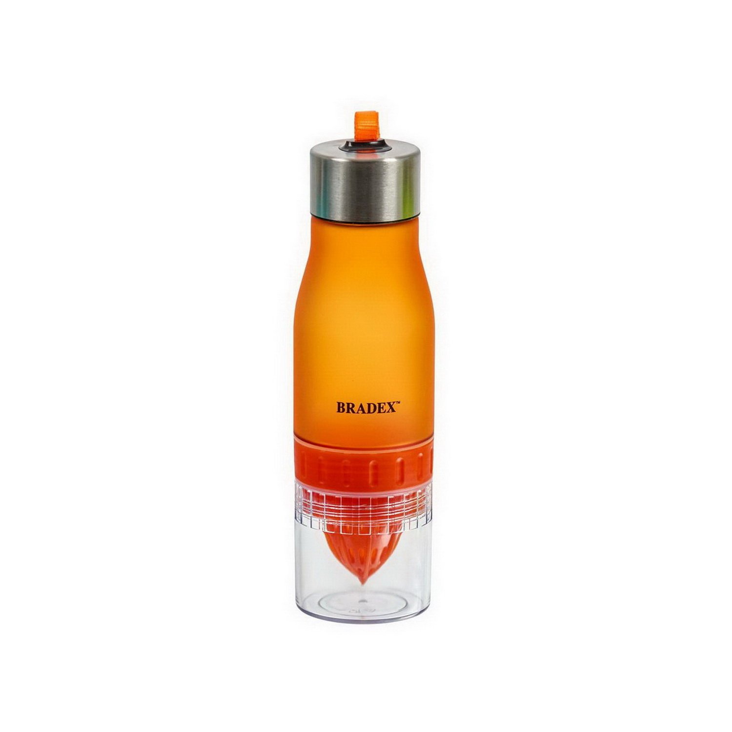 Бутылка для воды Bradex 0.6л оранжевая с соковыжималкой SF 0519 BRADEX - фото 1