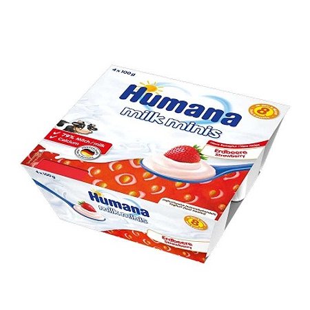 Десерт Humana молочный с клубникой 100г*4шт с 8месяцев