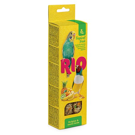 Лакомство для волнистых попугаев и экзотов RIO Палочки с тропическими фруктами 2шт*40г - фото 1