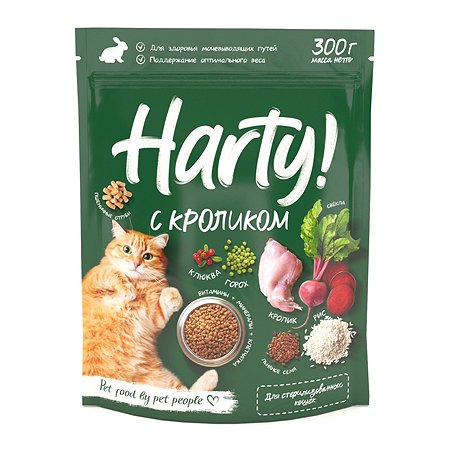 Корм для кошек Harty 0,3кг с кроликом для взрослых стерилизованн ых полнорационный сухой