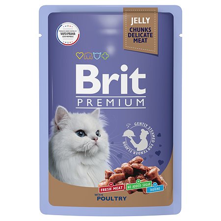 Корм для кошек Brit 85г Premium ассорти из птицы в желе