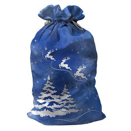 Мешок для подарков sfer.tex Деда Мороза 65х115 см Новогодний лес синий