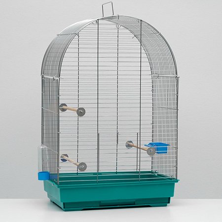 Клетка для птиц Пижон хром укомплектованная 41х30х65 см бирюзовая - фото 1