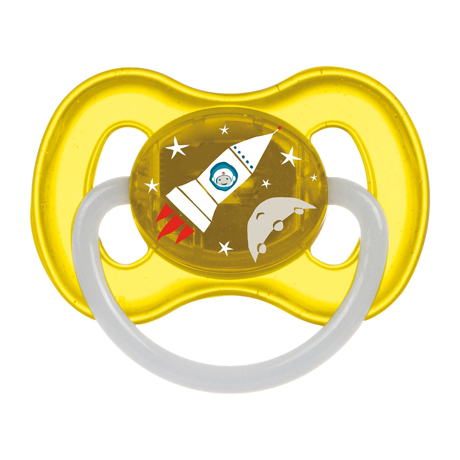 Пустышка Canpol Babies Space круглая латексная 0-6 месяцев Желтая - фото 1