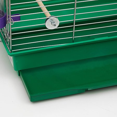 Клетка для птиц Пижон хром укомплектованная 41х30х76 см изумрудная - фото 9