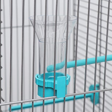 Клетка для птиц Пижон хром укомплектованная 41х30х76 см бирюзовая - фото 9