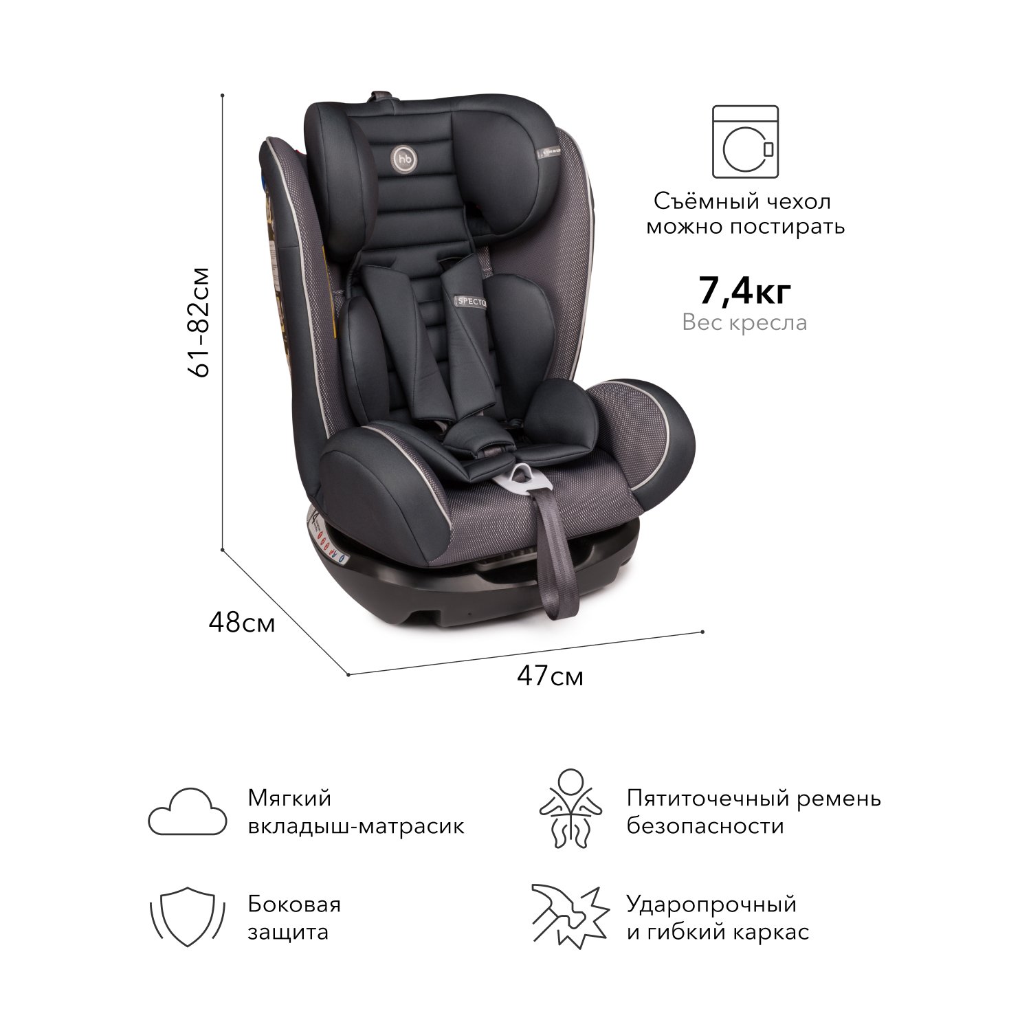 Автокресло Happy Baby Spector Graphite - фото 6