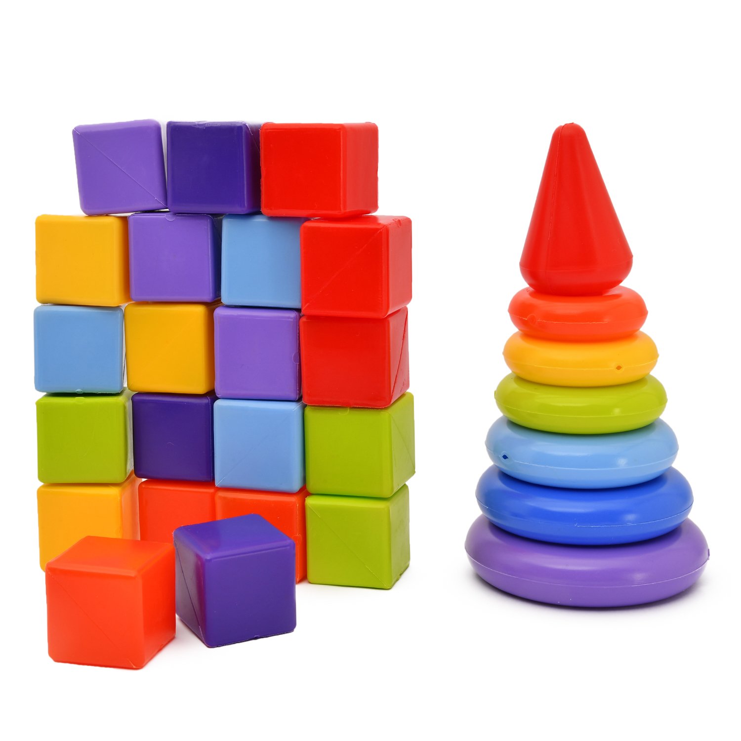 Набор развивающий Росигрушка ассорти 21 кубик+пирамидка
