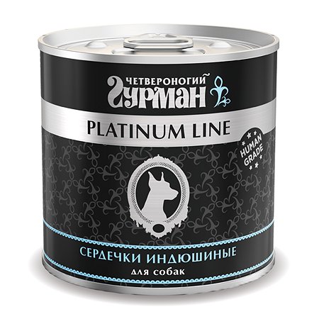 Корм для собак Четвероногий Гурман 240г Platinum сердечки индюшиные в желе