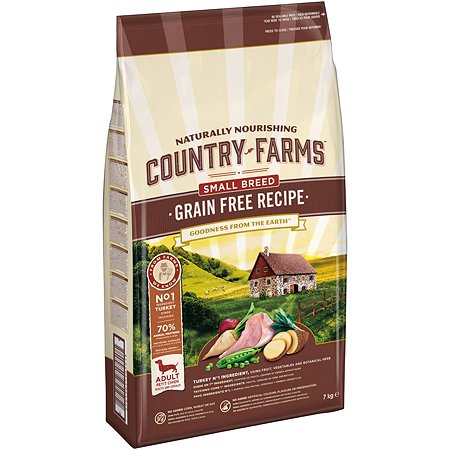 Корм для собак Country Farms Grain Free с индейкой 7кг