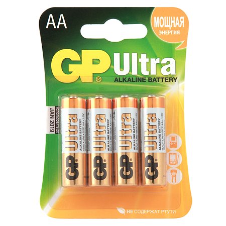 Батарейки GP Ultra AA 4шт GP 15AU-U4 Ultra 40/320 - фото 1