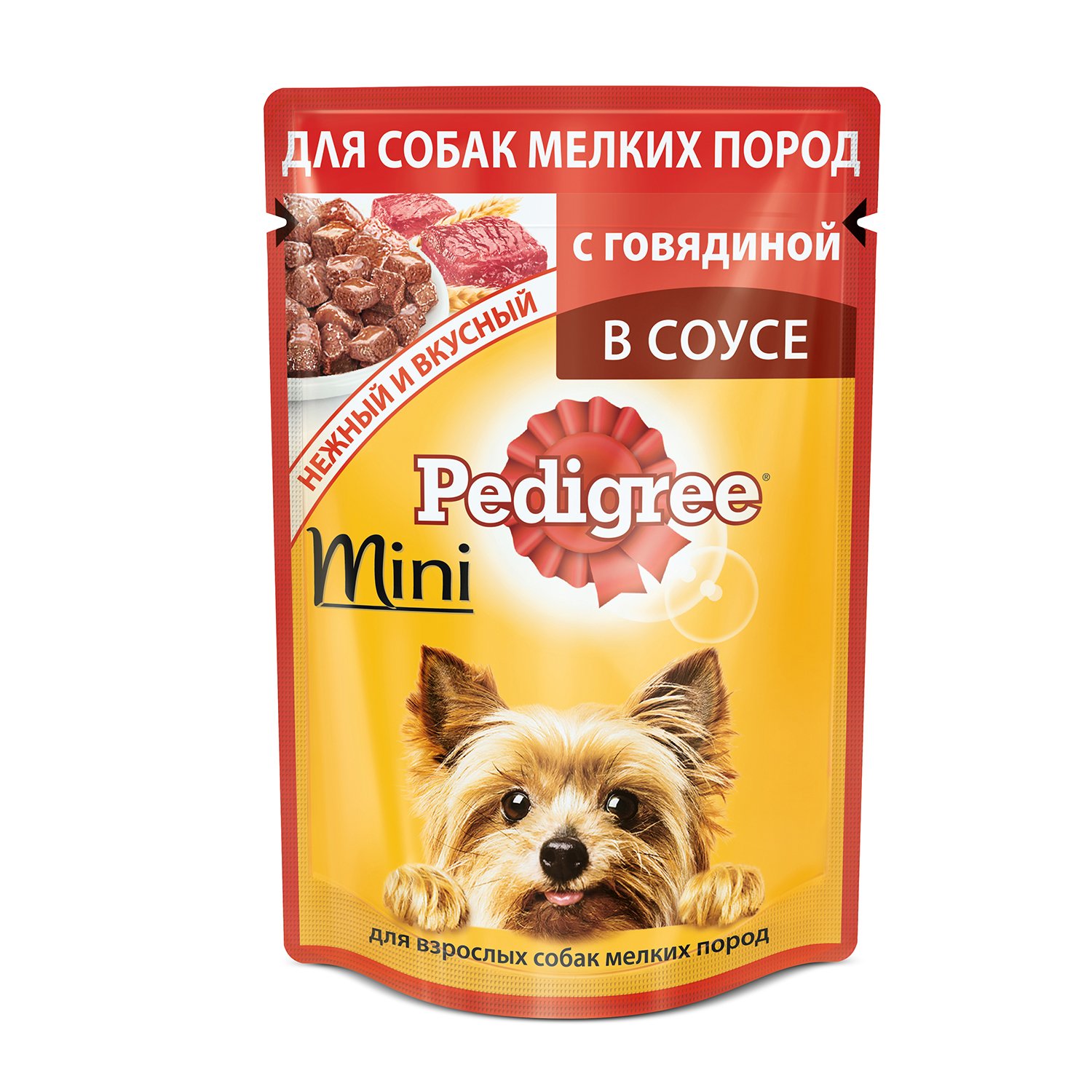 Корм для собак Pedigree для мелких пород с говядиной в соусе пауч 85г - фото 1