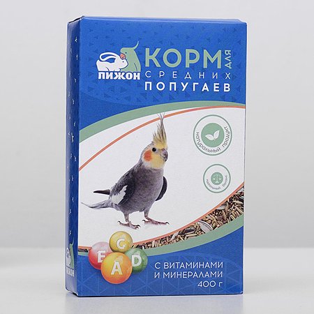 Корм для средних попугаев Пижон с витаминами и минералами 400 г