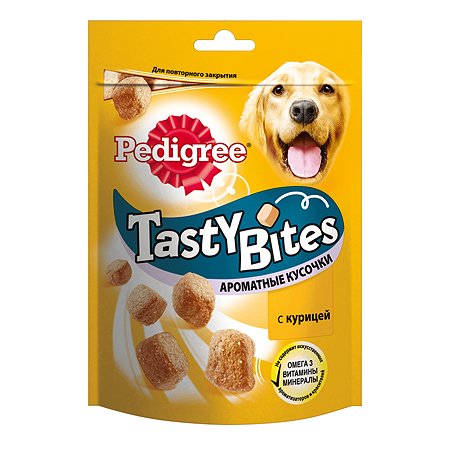 Лакомство для собак Pedigree Tasty Bites ароматные кусочки с курицей 130г