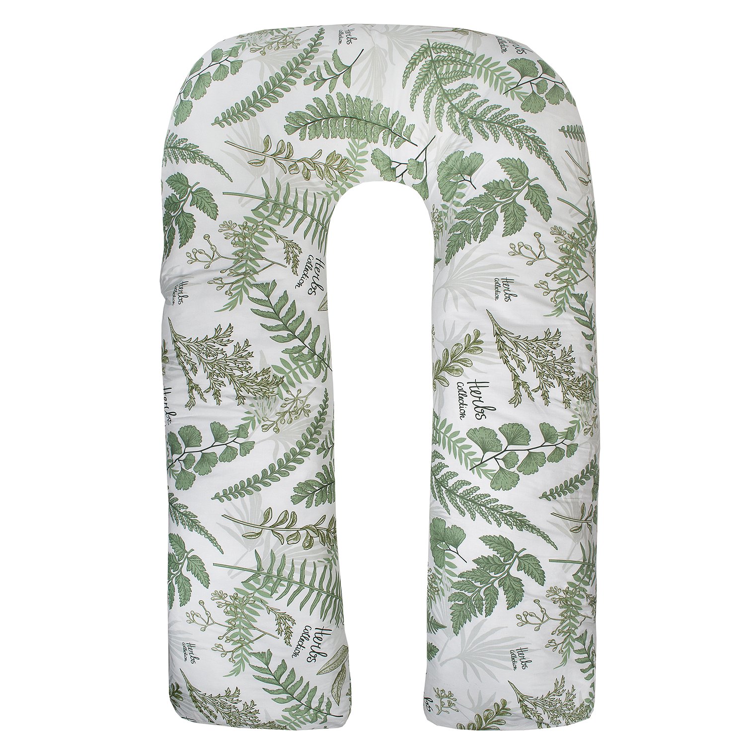 Подушка для беременных Amarobaby Mild design edition Зеленые листья U-образная Белый-Зеленый - фото 1