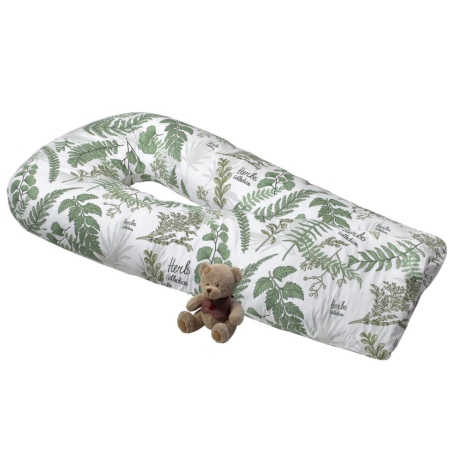 Подушка для беременных Amarobaby Mild design edition Зеленые листья U-образная Белый-Зеленый - фото 6