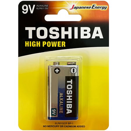 Батарейка Toshiba 6LR61 щелочная alkaline Крона High Power 9V