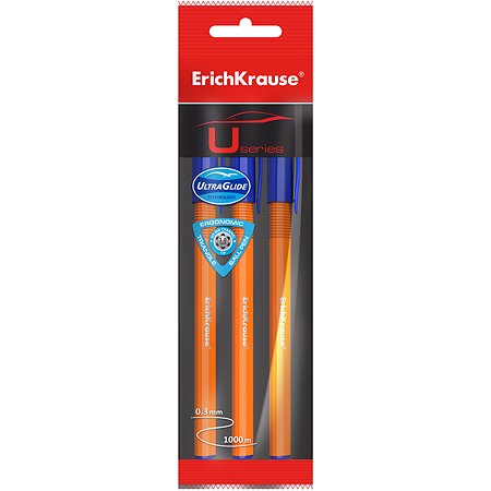 Ручки шариковые ErichKrause U108 Orange Stick Синие 3шт 47586 - фото 1