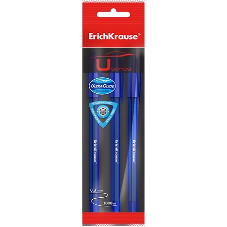 Ручки шариковые ErichKrause U108 Original Stick 1.0 Синие 3шт 48074 - фото 1