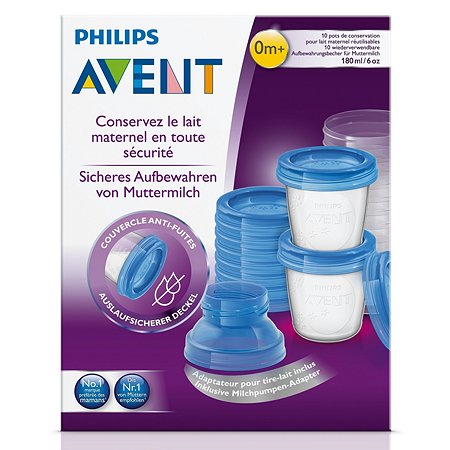 Набор контейнеров Philips Avent с крышкой для хранения грудного молока 180 мл SCF618/10 - фото 5