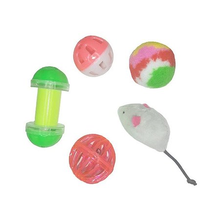 Набор игрушек для животных Uniglodis Цвет: мячики - розовый / мышка - серый Uniglodis