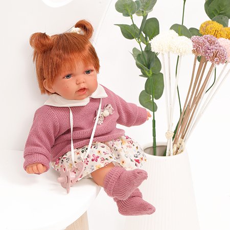 Кукла озвученная Antonio Juan Эмма в розовом 27 см мягконабивная - фото 1