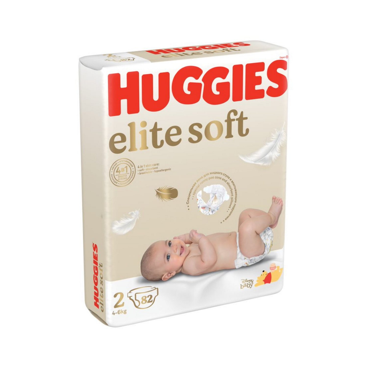 Подгузники Huggies Elite Soft для новорожденных 2 4-6кг 82шт - фото 2