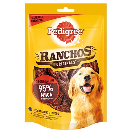 Лакомство для собак Pedigree Ranchos Мясные ломтики с говядиной 58г