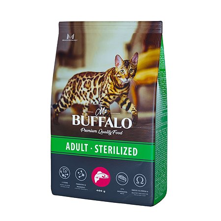 Корм для кошек Mr.Buffalo Castrated стерилизованных с лососем сухой 400г