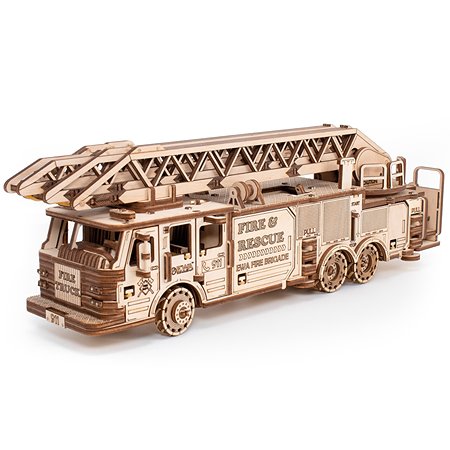 Сборная модель Eco Wood Art (EWA) Пожарная машина с лестницей из дерева