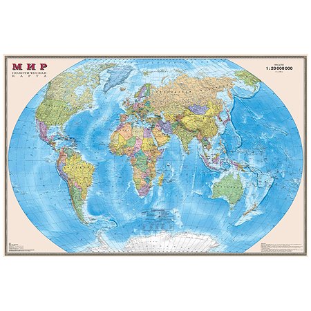 Политическая карта мира Ди Эм Би настенная 1:20м ламинация - фото 1
