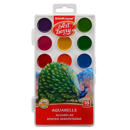 Краски акварельные ErichKrause artberry 18 цветов с уф защитой яркости
