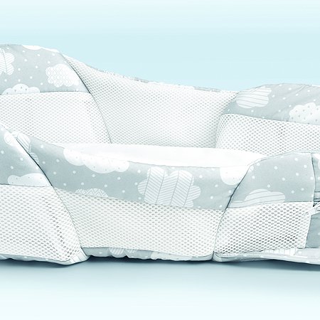 Складная кроватка Baby Delight ХL Cерая с облаками - фото 4