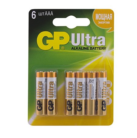 Батарейки GP Ultra алкалиновые (щелочные) тип ААA (LR03) 6 шт