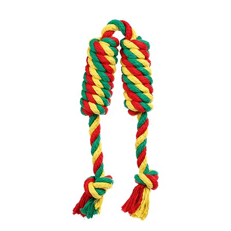 Игрушка для собак Doglike Dental Knot Сарделька канатная средняя Красно-желто-зеленая D-2366-YGR
