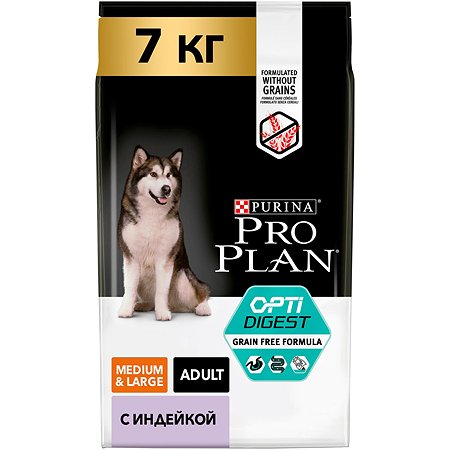 Корм для собак PRO PLAN средних пород с чувствительным пищеварением беззерновой индейка 7кг