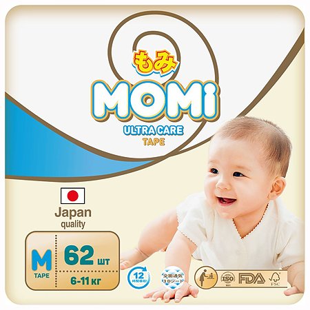 Подгузники Momi Ultra Care M 6-11кг 62шт