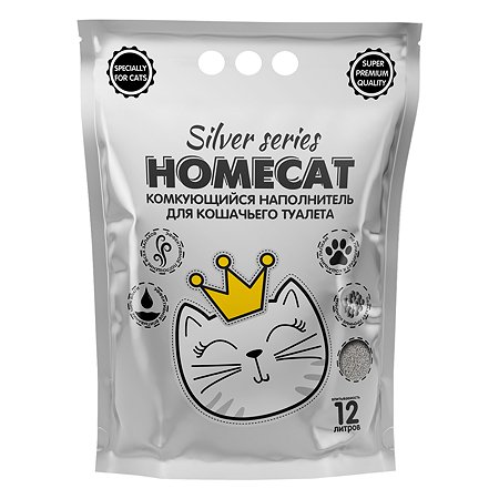 Наполнитель для кошачьих туалетов HOMECAT Silver series комкующийся 3кг