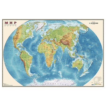 Карта мира физическая Ди Эм Би 1:25млн ОСН1234490